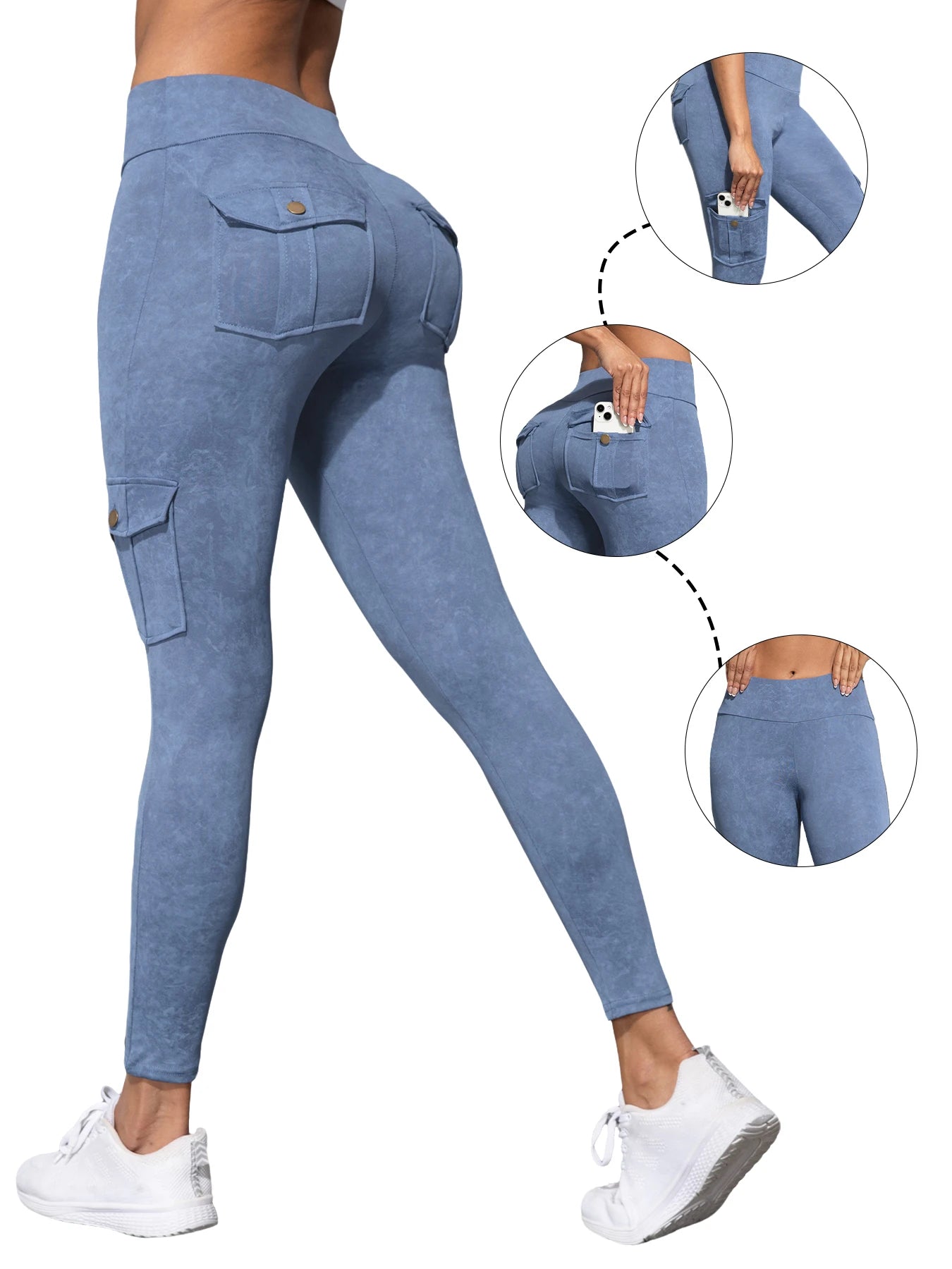 1/3 PCS Washed Print Work Pocket