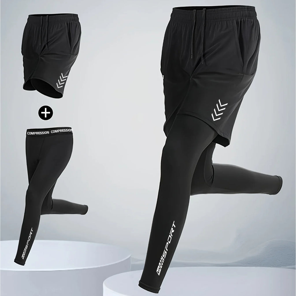 Men 2 in 1 Running Pants